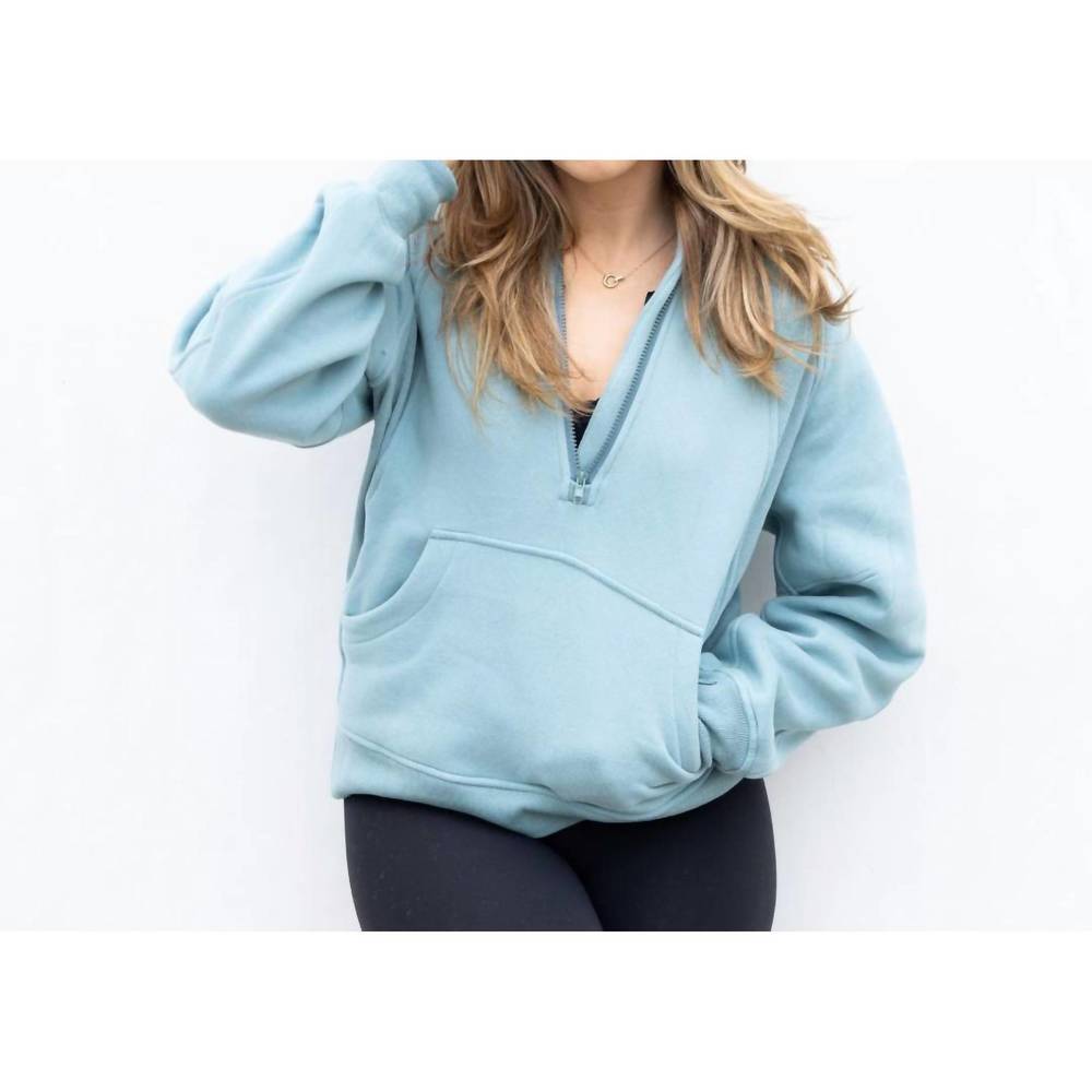 NEW PORTO half zip hoodie in light blue